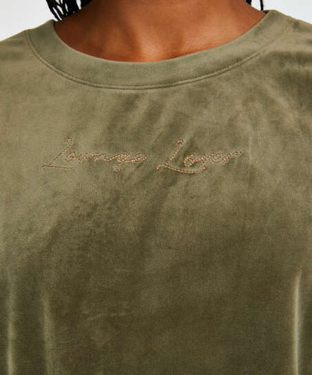 Top Velours manches longues, Vert