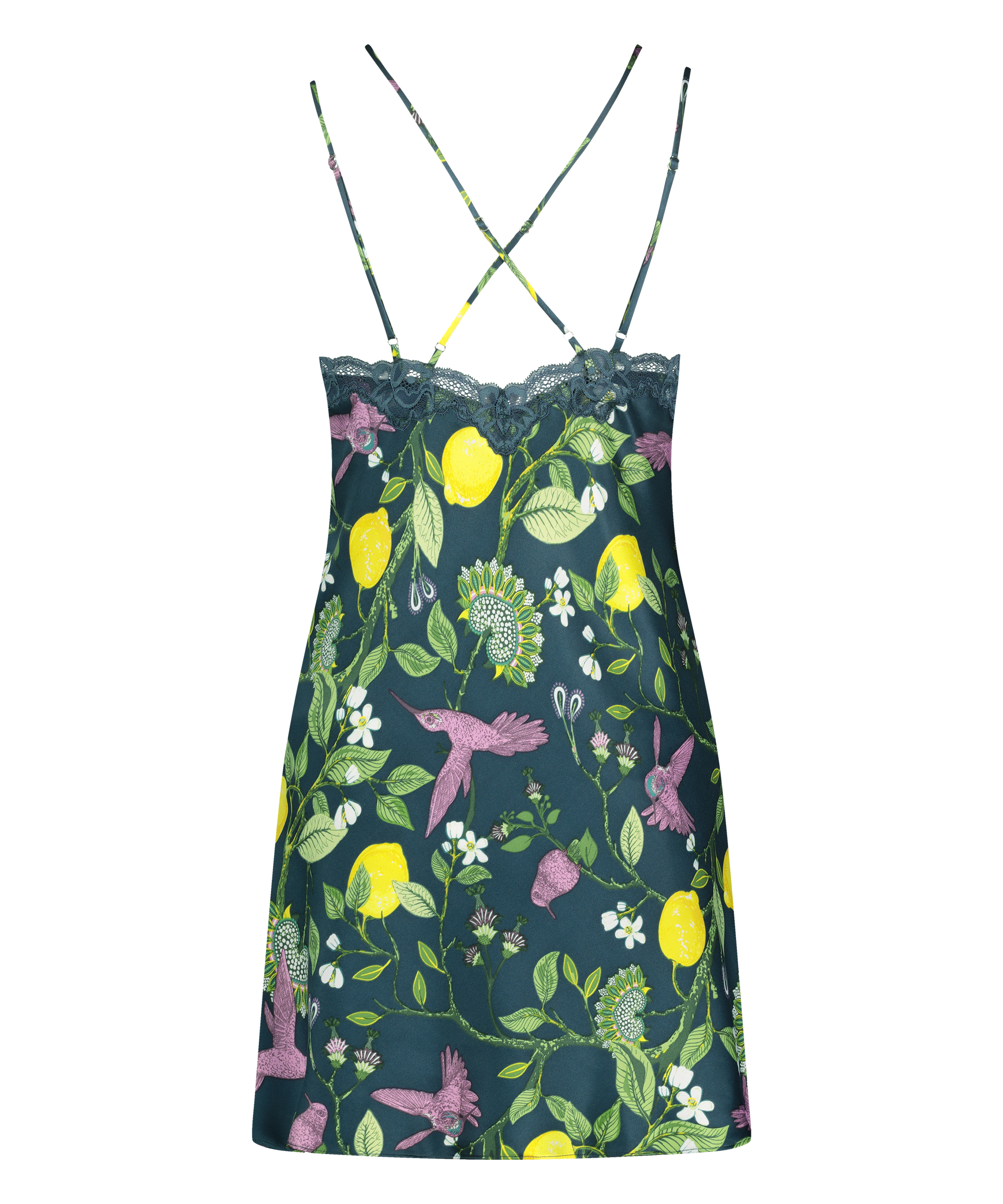 Nuisette en satin, Bleu, main