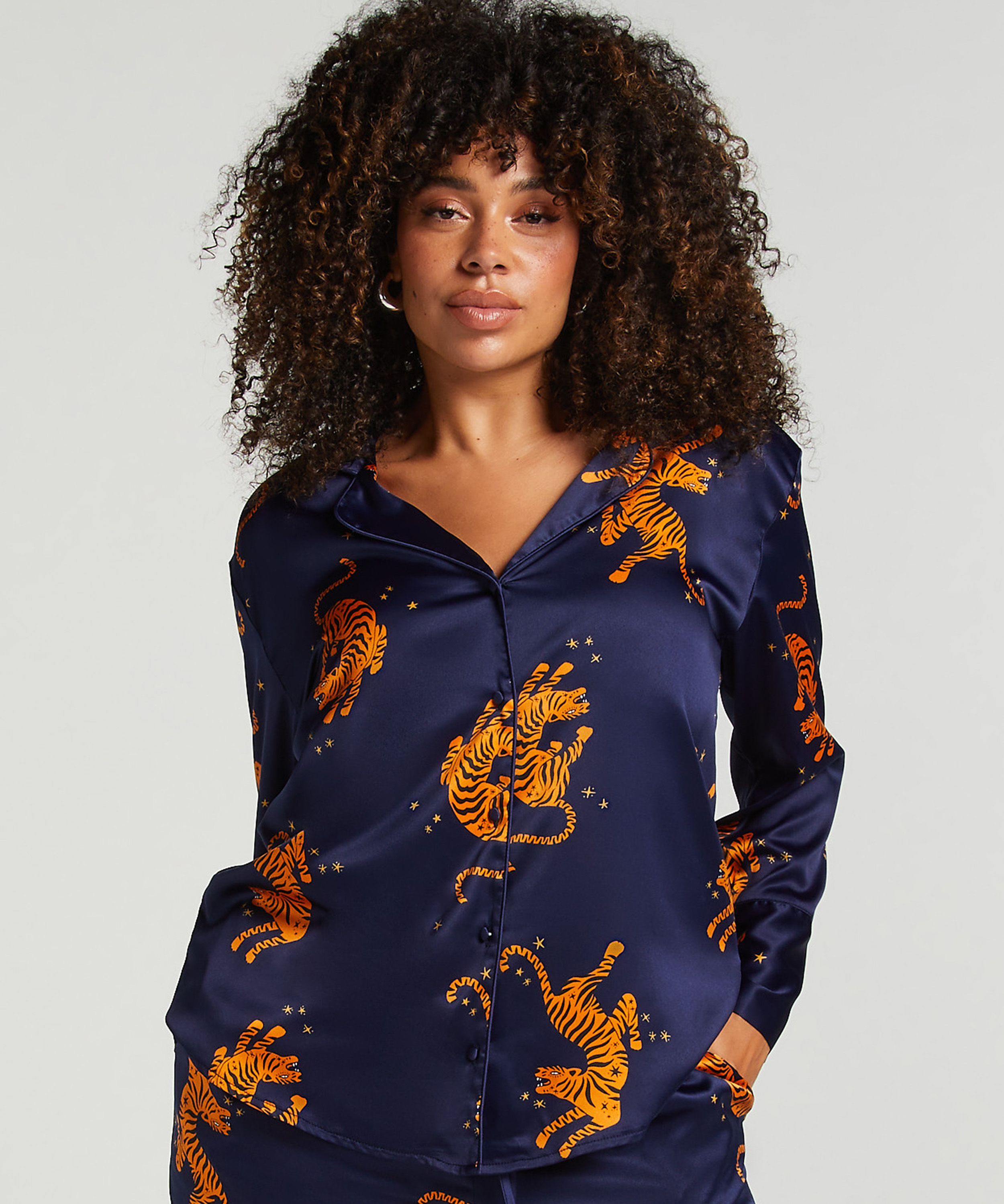 Veste à manches longues Satin, Bleu, main