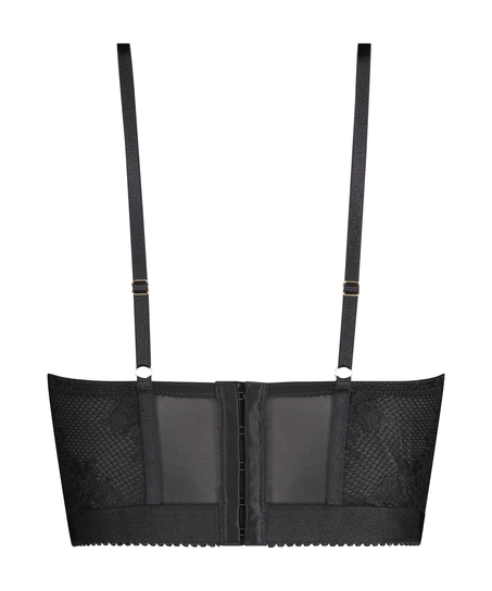 Soutien-gorge rembourré à armatures longline Malika, Noir