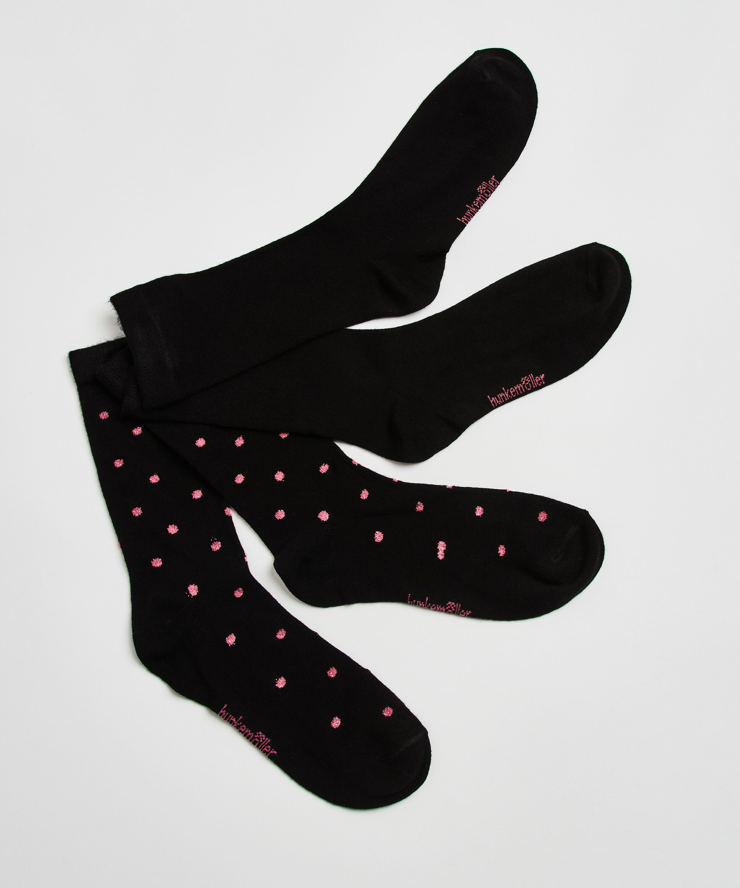 2 paires soft touch de chaussettes Lurex Dot, Noir