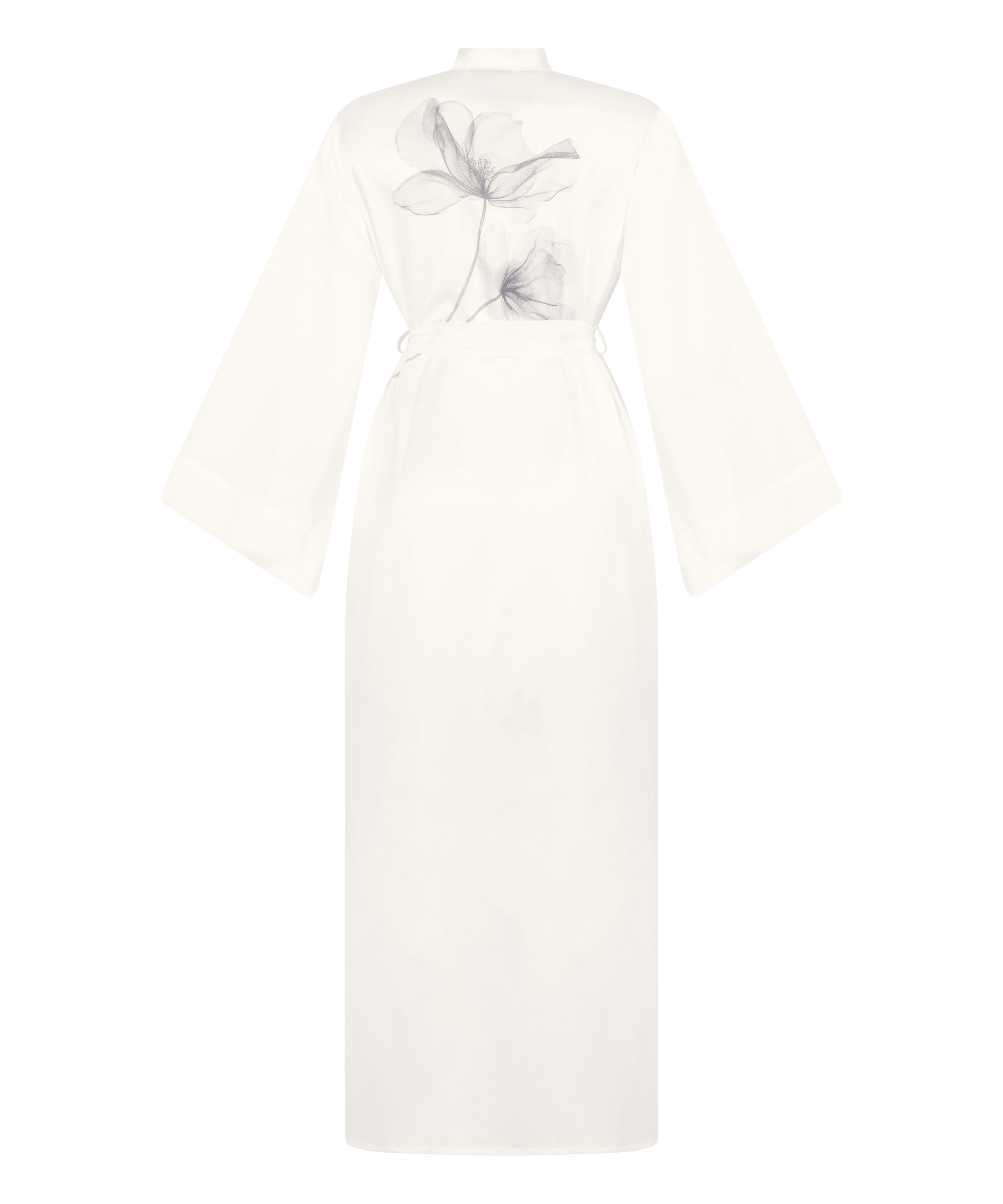 Kimono Long Satin Floral, Blanc, main