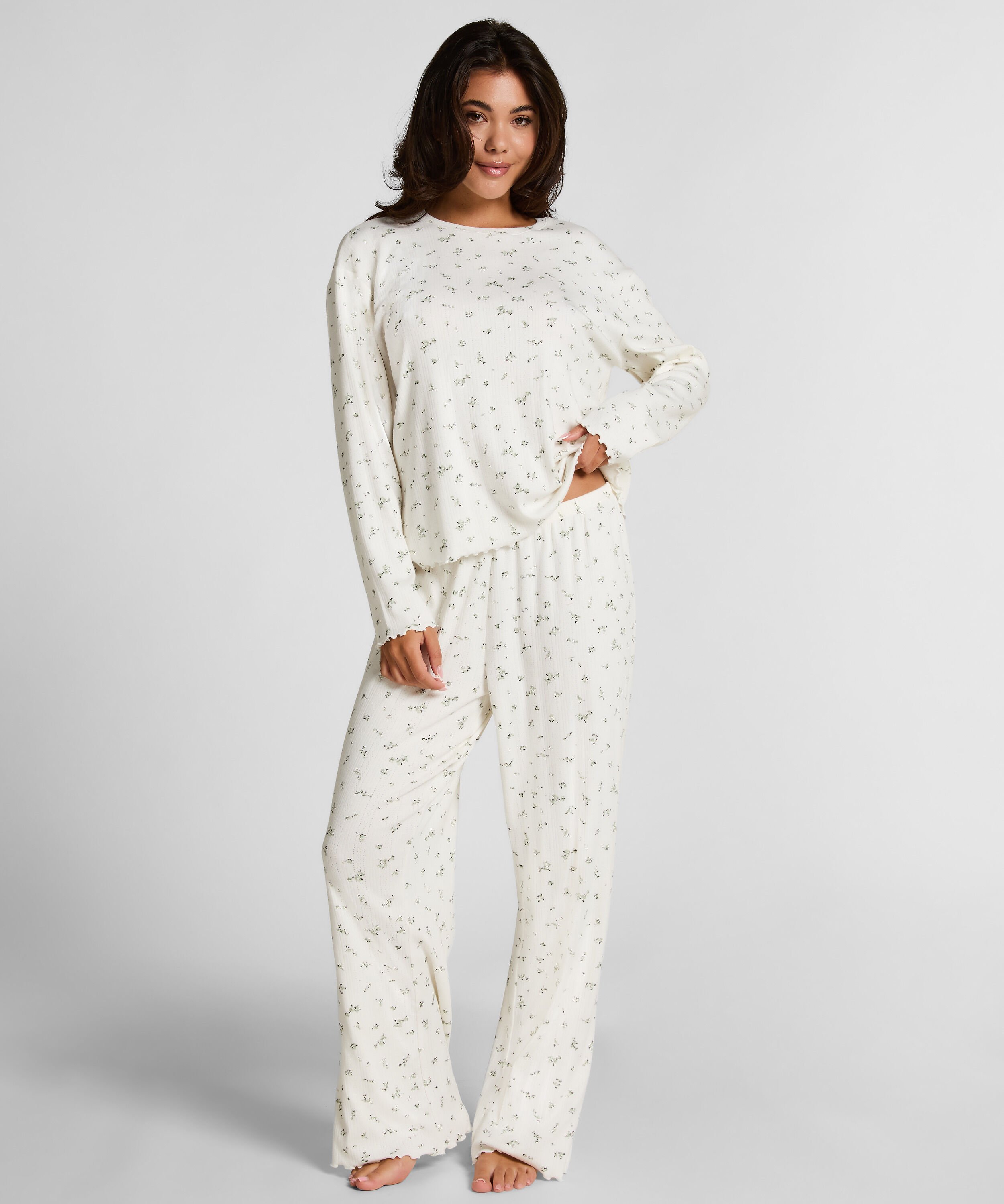 Pyjama Top Loose Pointelle, Blanc
