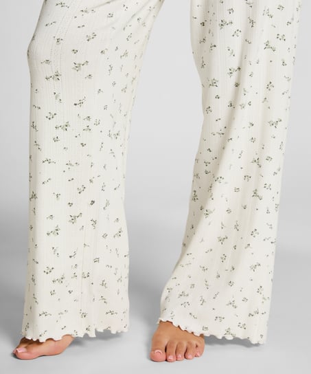 Pyjama Pant Loose Pointelle, Blanc