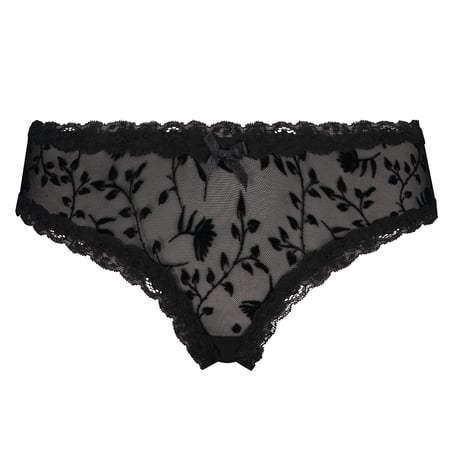 Slip brésilien en forme de V en maille, Noir