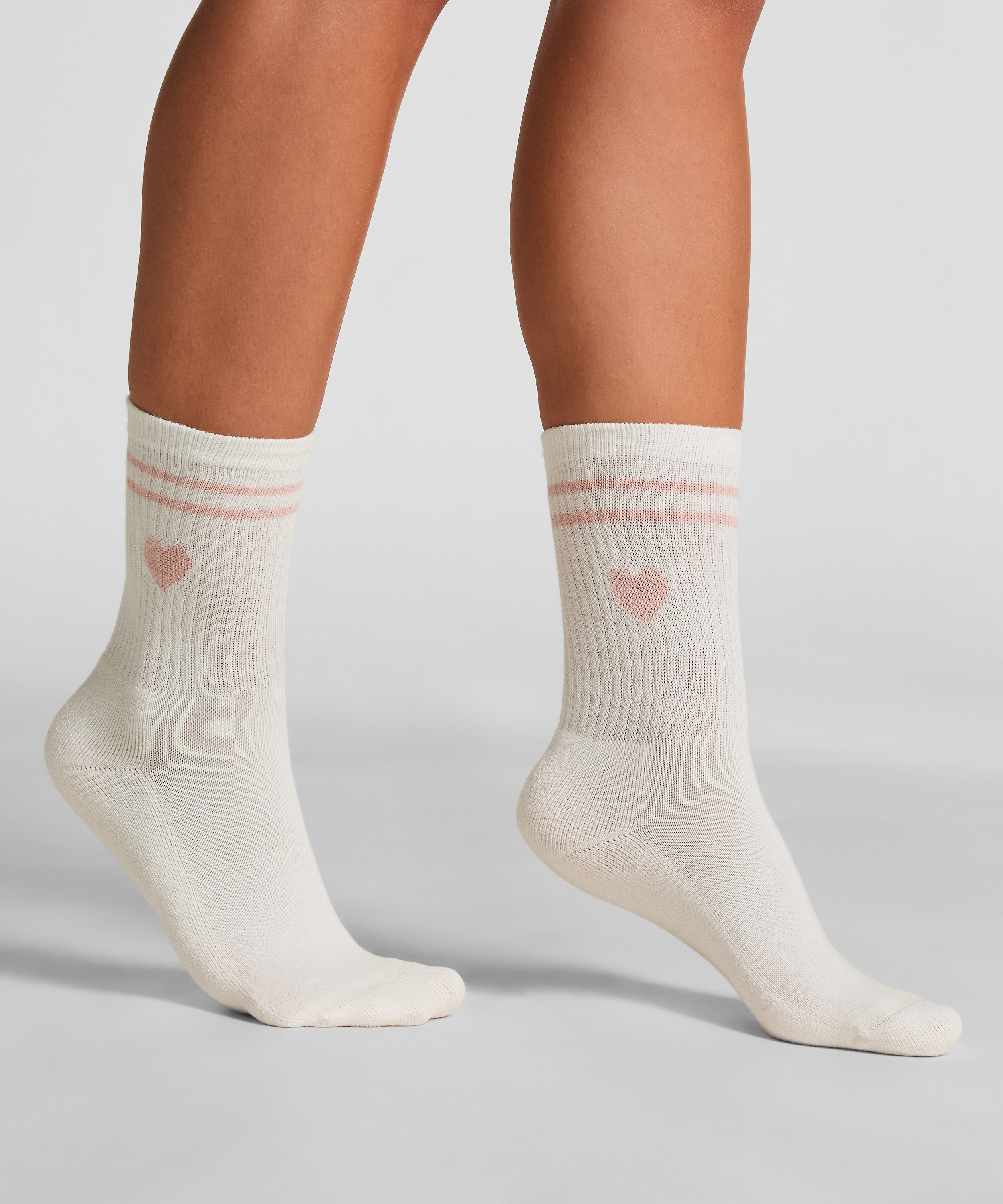 Chaussettes courtes en coton, Blanc, main