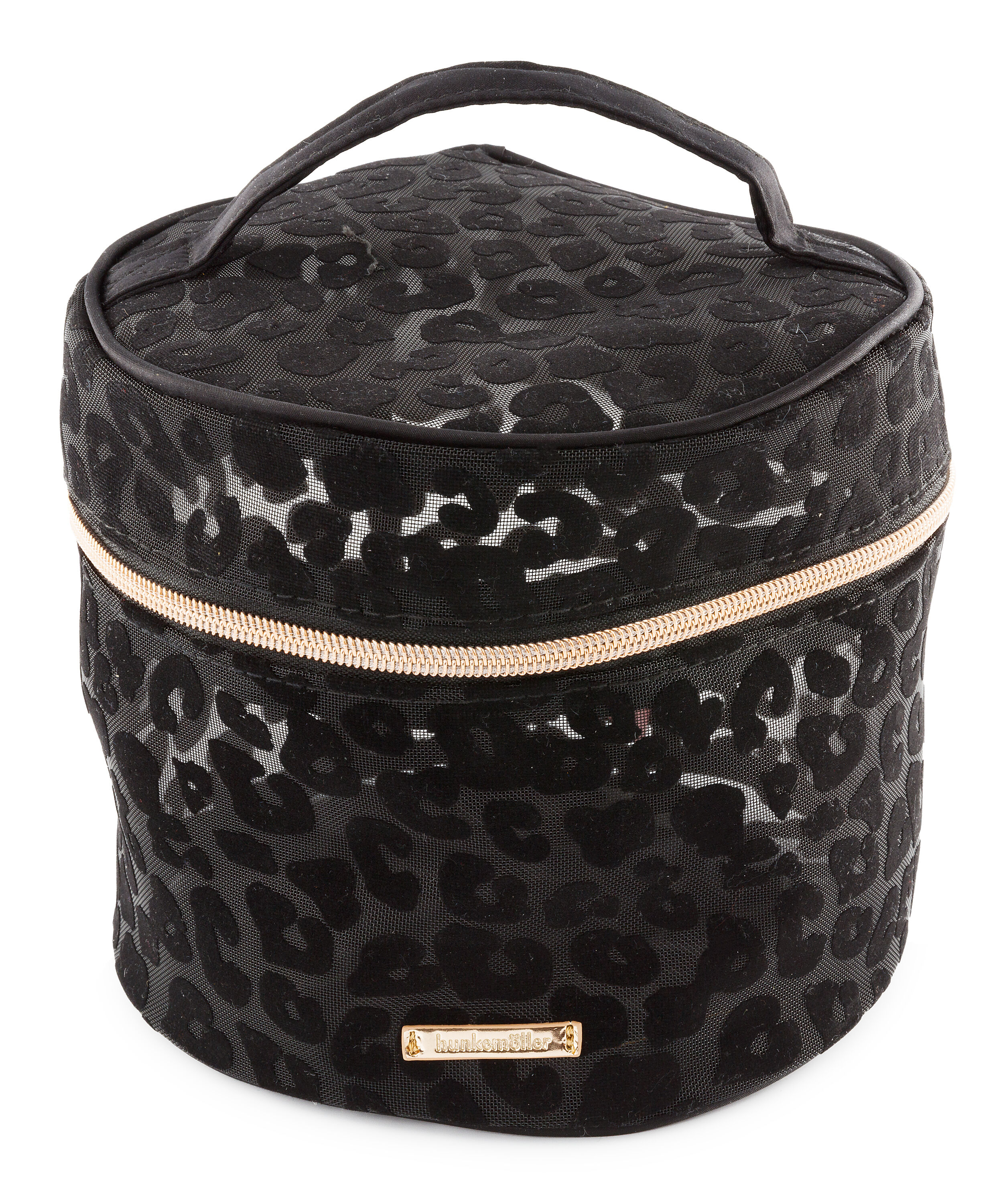 Trousse de maquillage mesh Leopard grand modèle, Noir