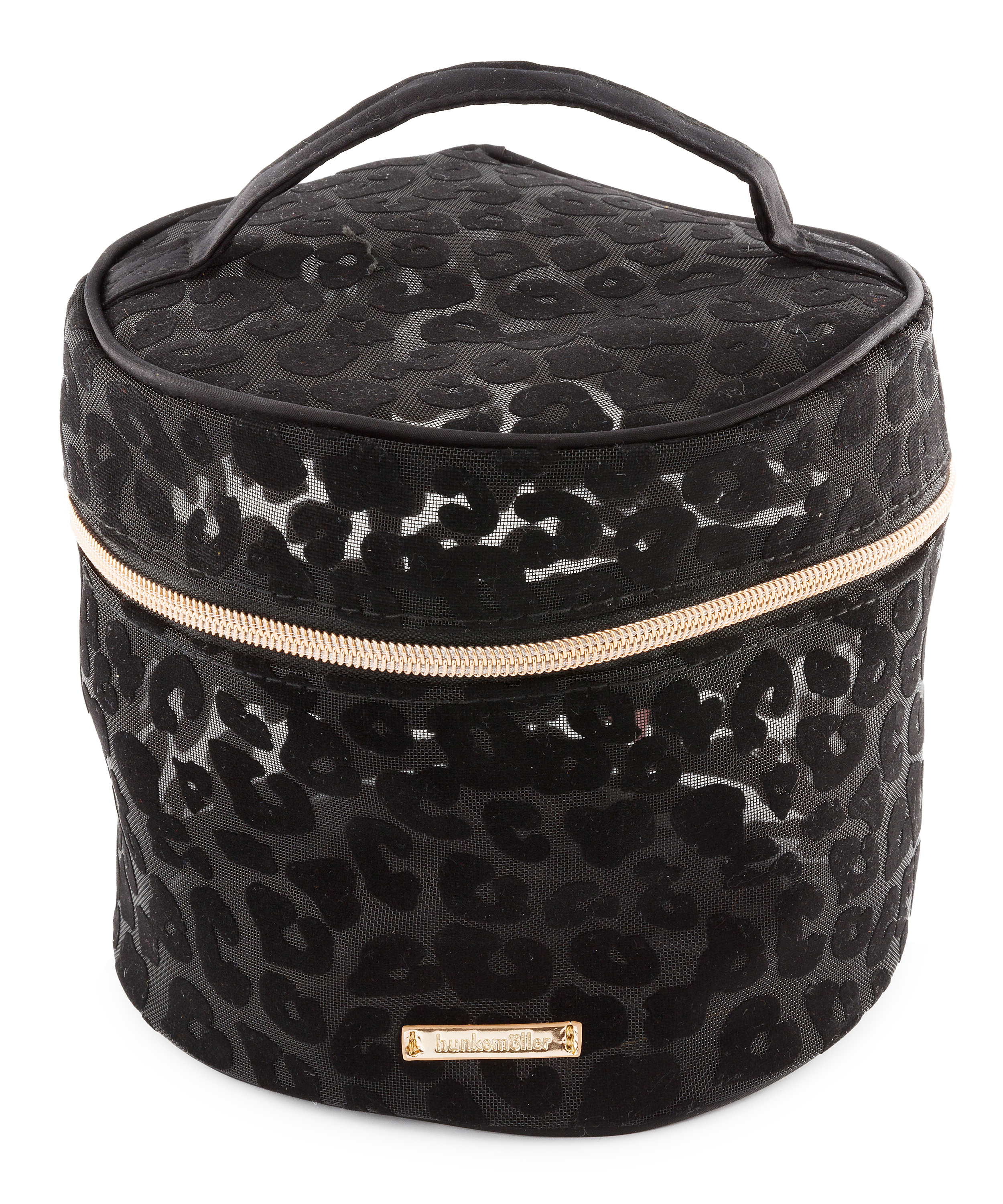 Trousse de maquillage mesh Leopard grand mod&egrave;le, Noir, main