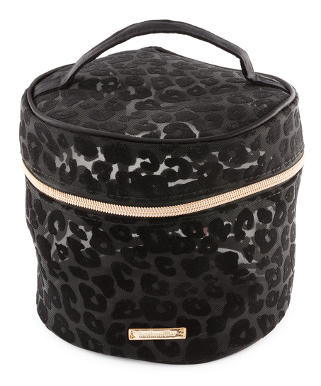 Trousse de maquillage mesh Leopard grand mod&egrave;le, Noir