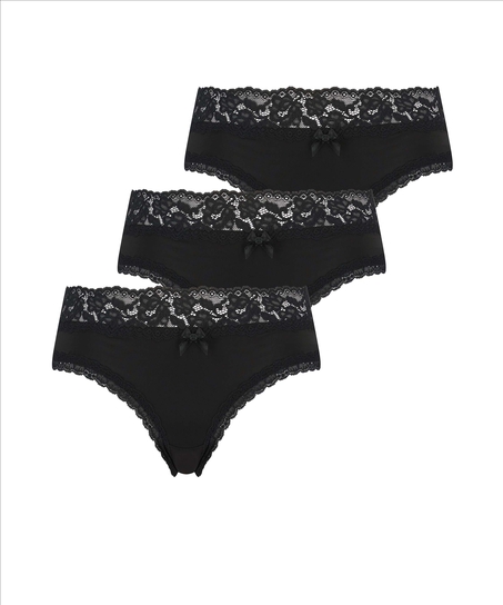 3-pack Short brésilien Dakota, Noir