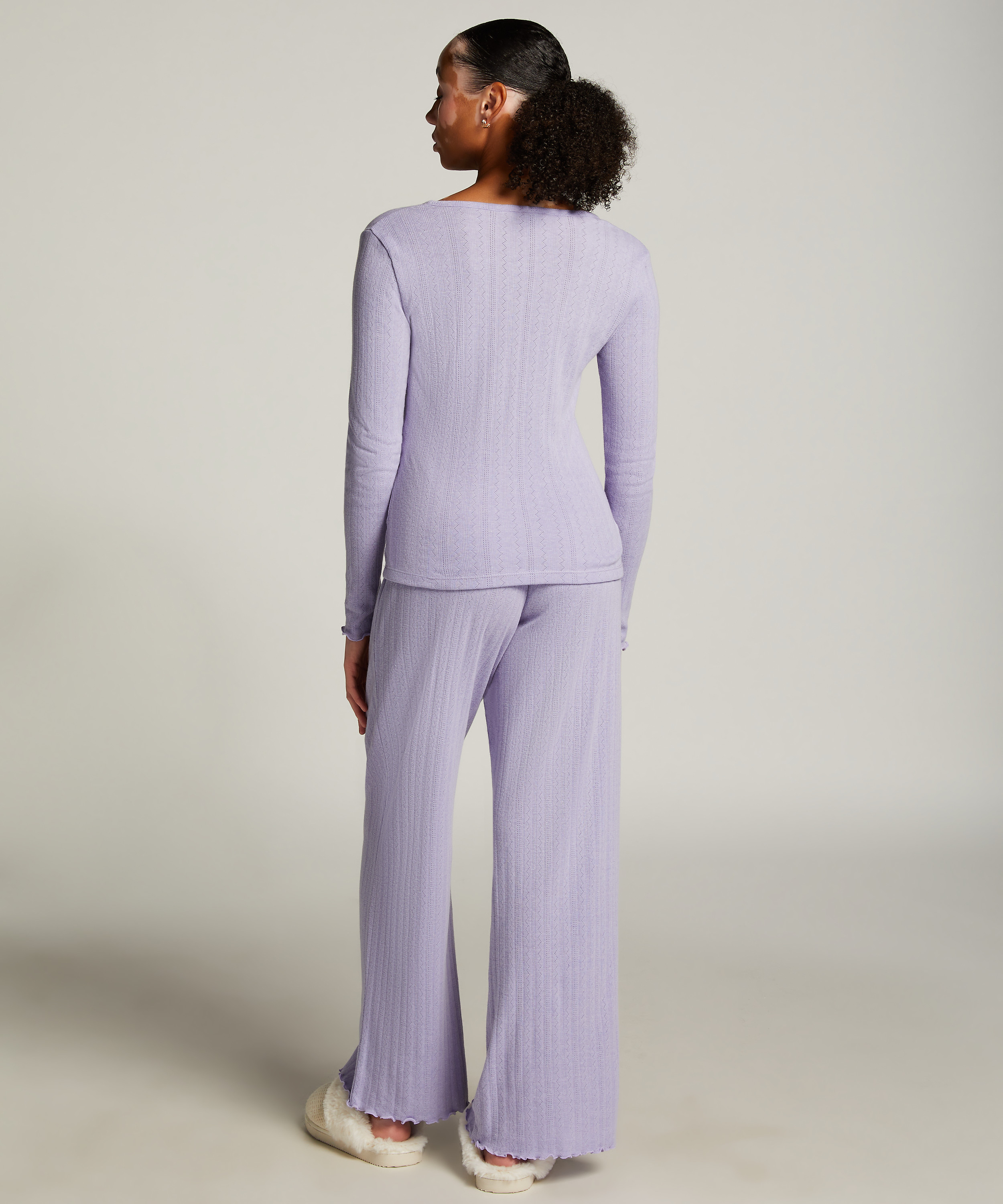 Haut de pyjama Henley, Violet, main