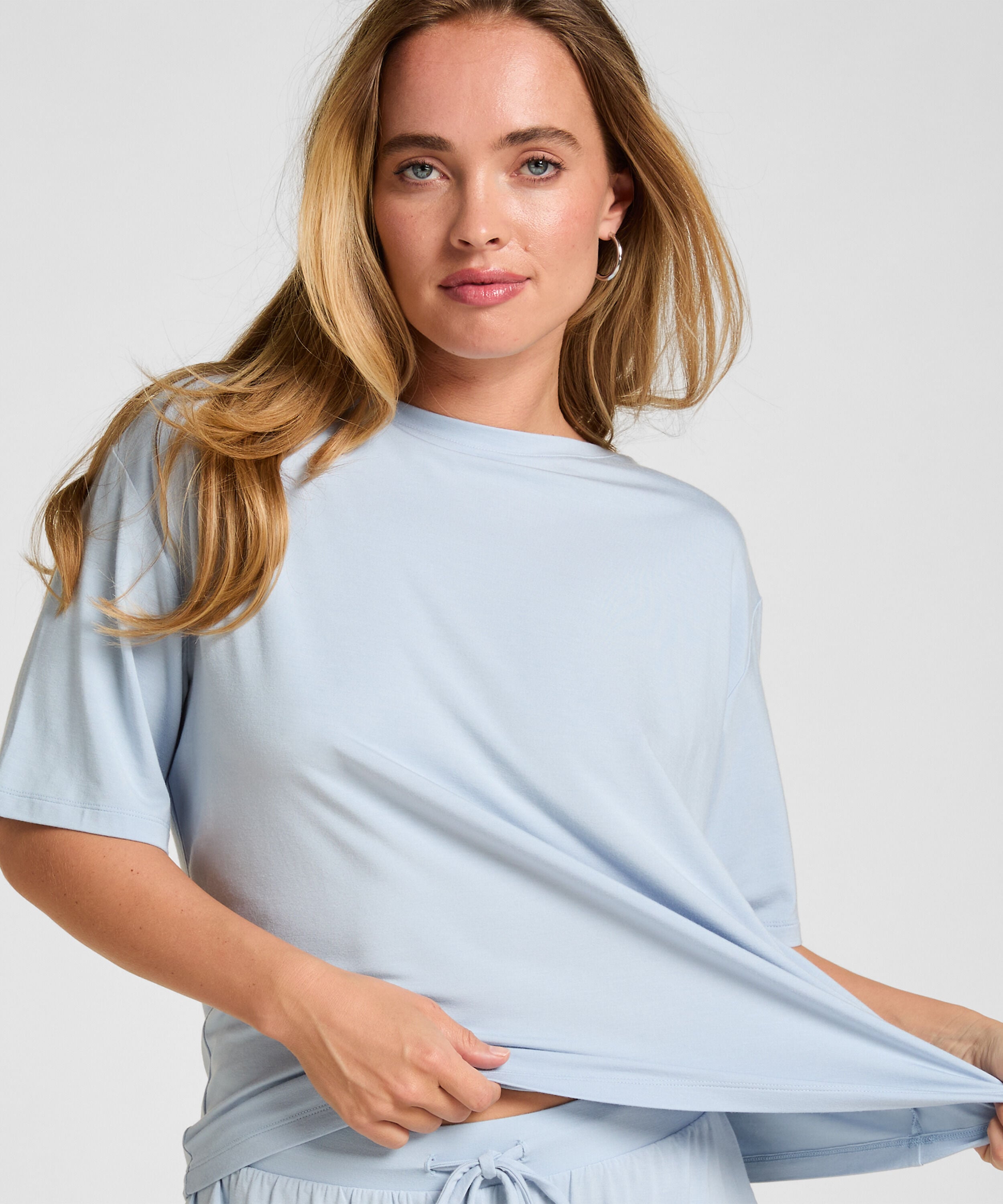 Haut de Pyjama Jersey Manches Courtes, Bleu Haut de Pyjama Jersey Manches Courtes, Bleu