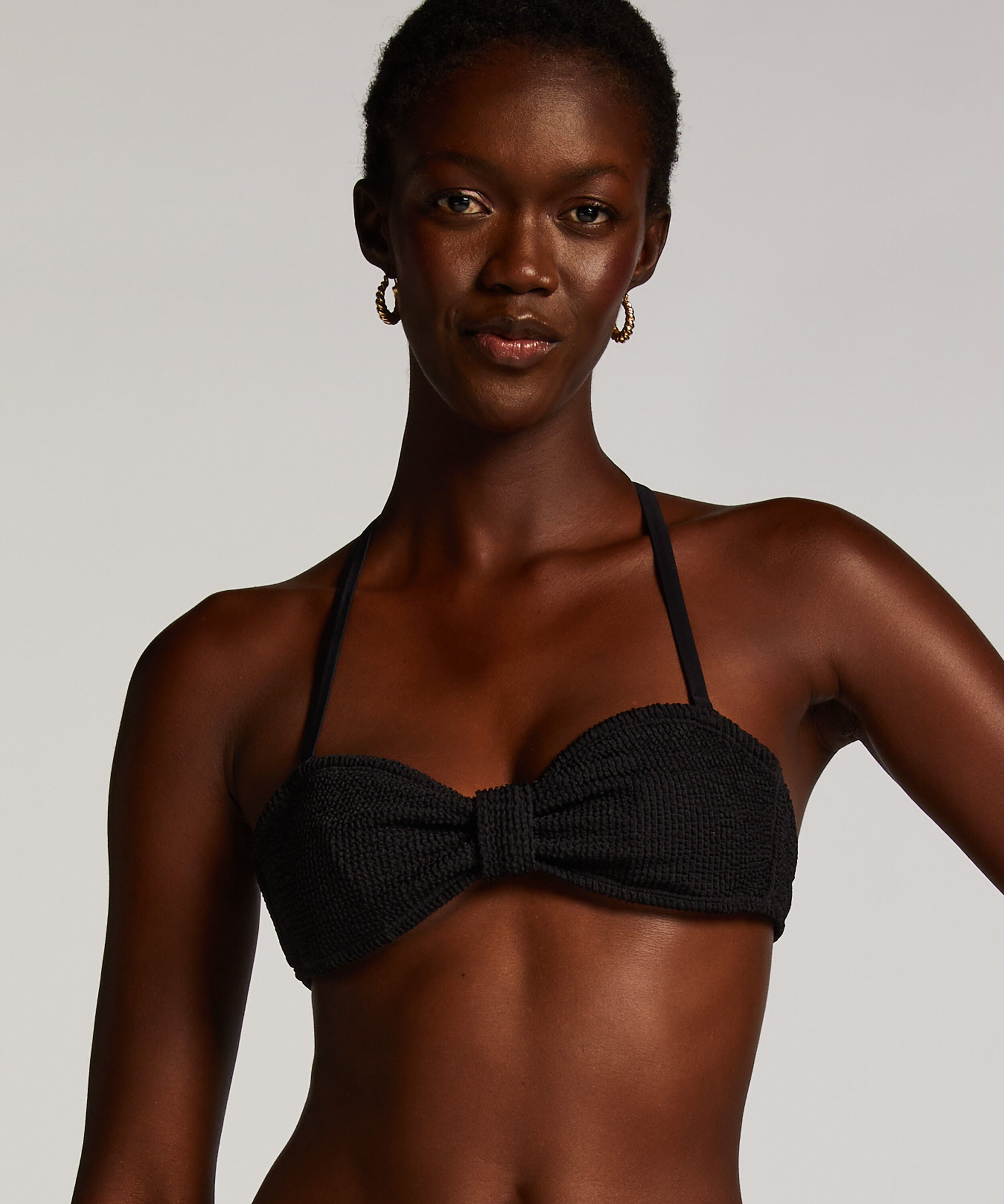 Haut de bikini bandeau Crinkle, Noir Haut de bikini bandeau Crinkle, Noir
