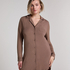 Robe-chemise à manches longues en jersey Essential, Marron
