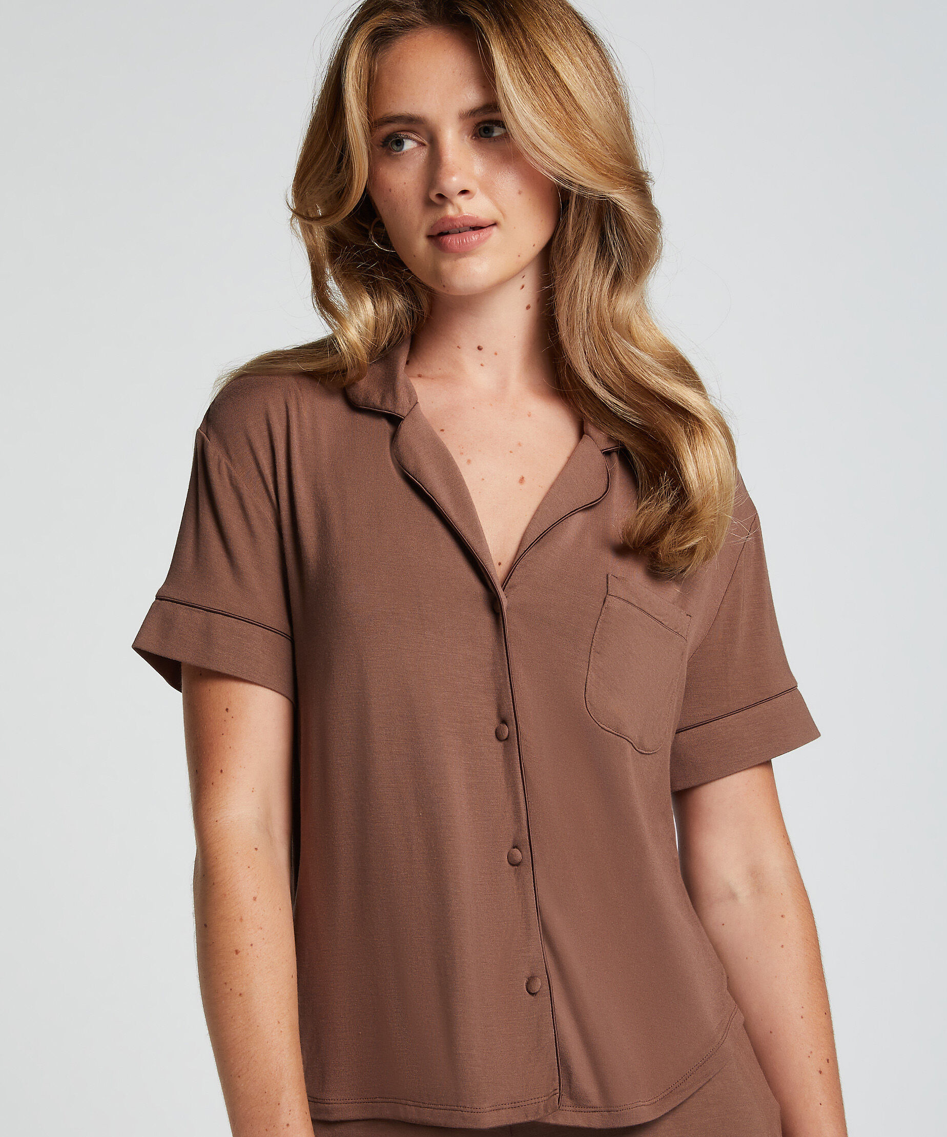 Veste à manches courtes en jersey Essential, Marron