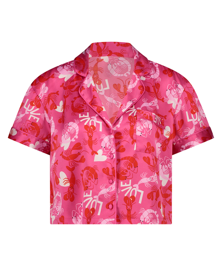 Veste à manches courtes en satin, Rose