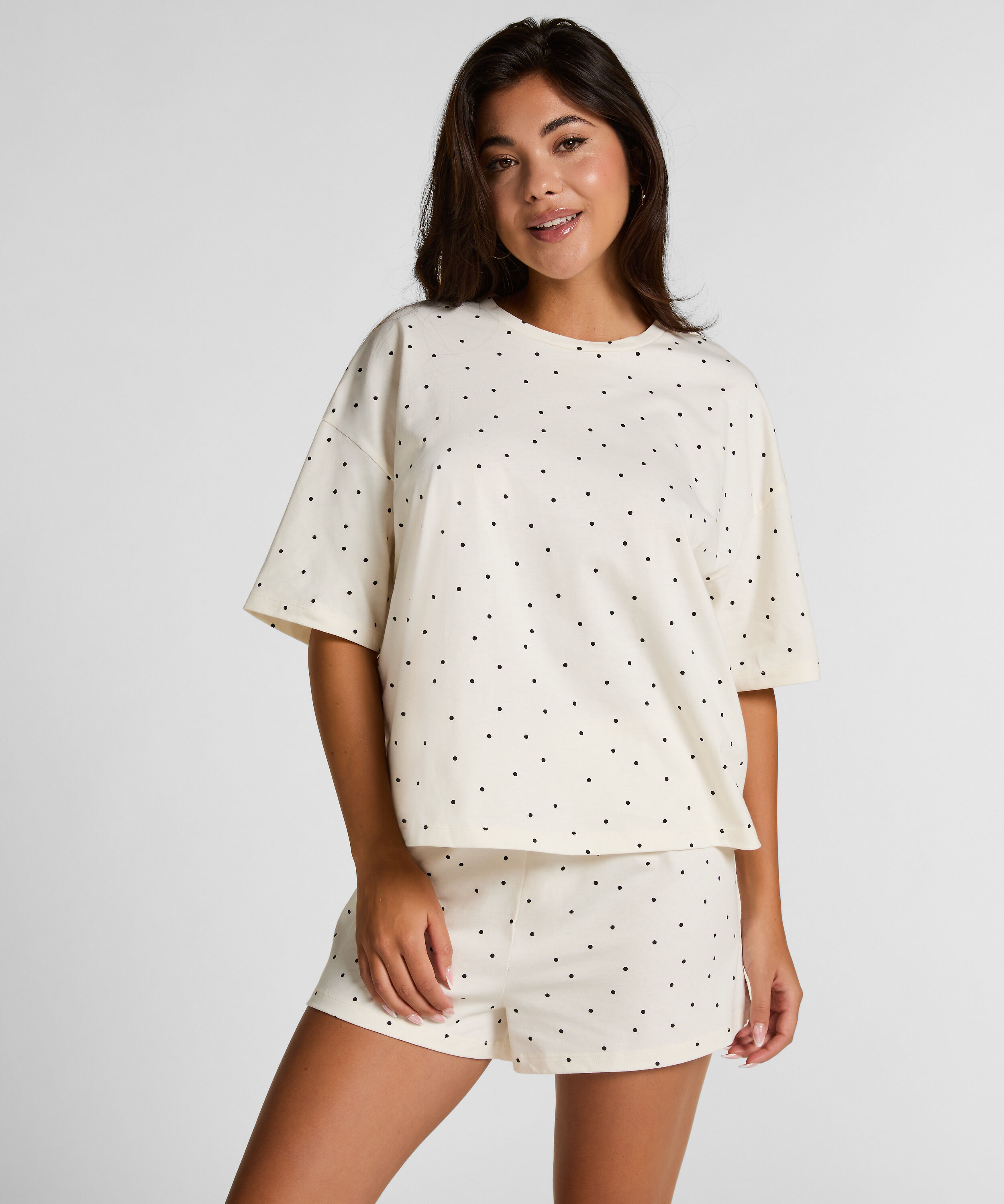 Pyjama Set Cotton Jersey Short, Blanc