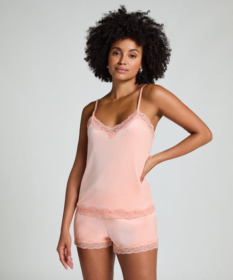 Camisole velours Dentelle, Rose