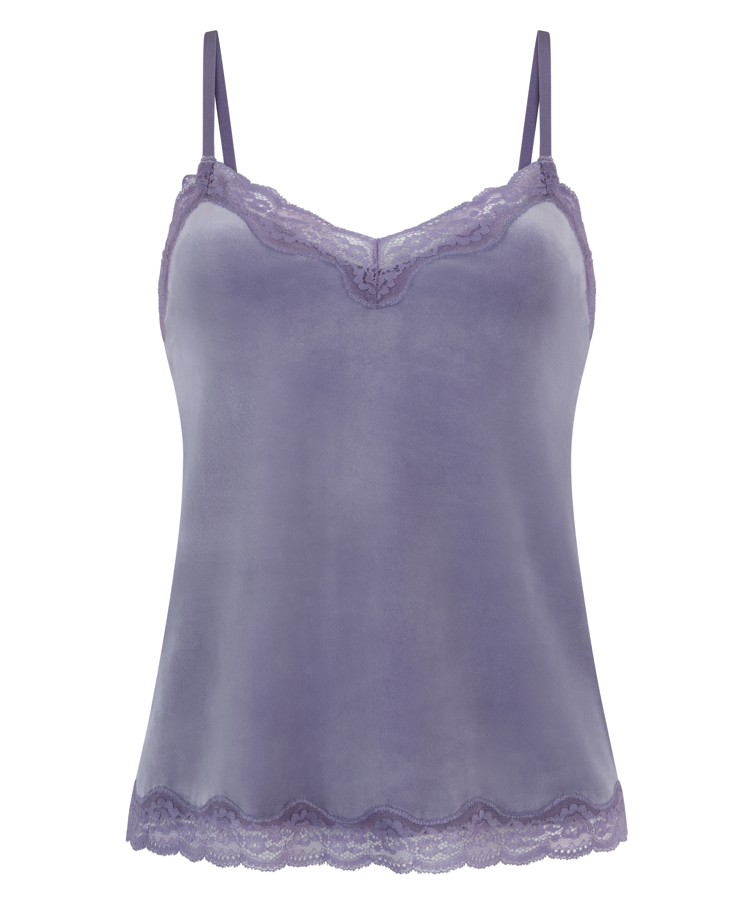 Camisole velours Dentelle, Violet, main
