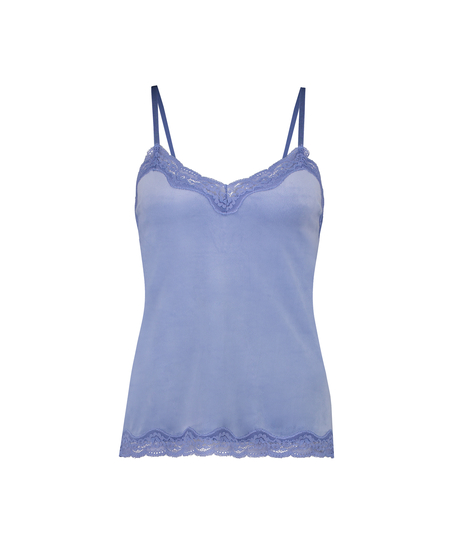 Camisole velours Dentelle, Bleu