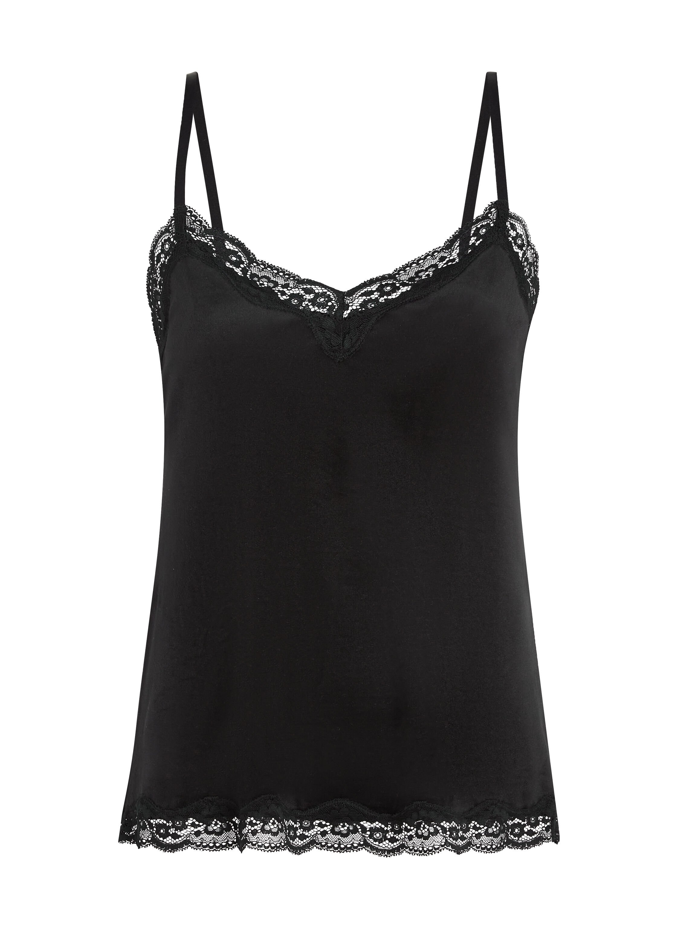 Camisole velours Dentelle, Noir