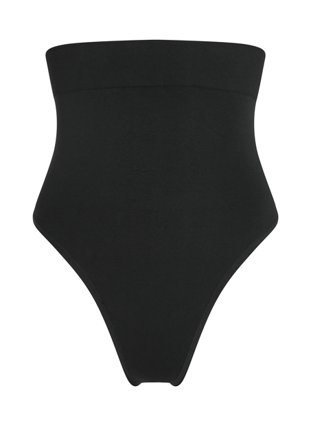 String taille haute à gaine sculptante sans coutures mise en forme, Noir