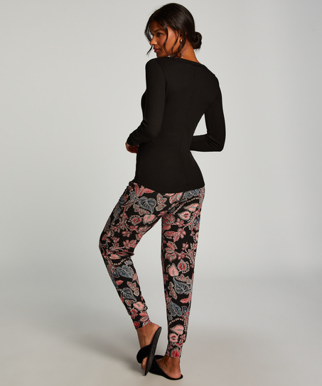 Haut de pyjama à manches longues, Noir