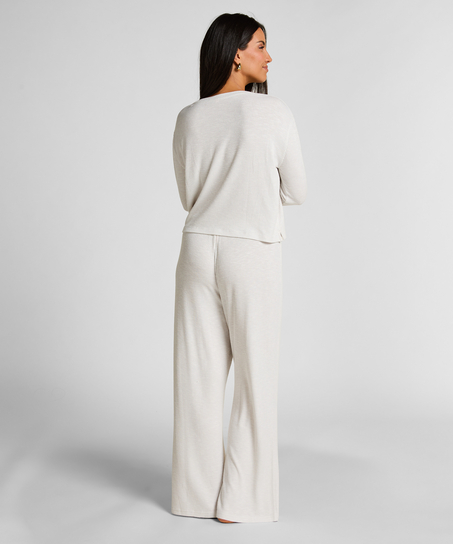 Haut de pyjama à manches longues, Beige