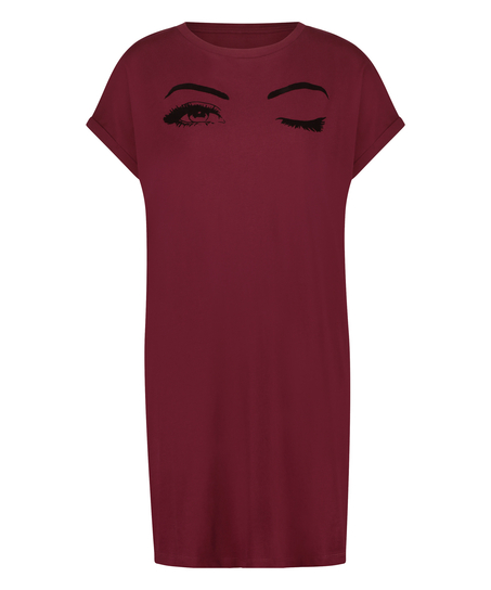 Chemise de nuit col rond, Rouge