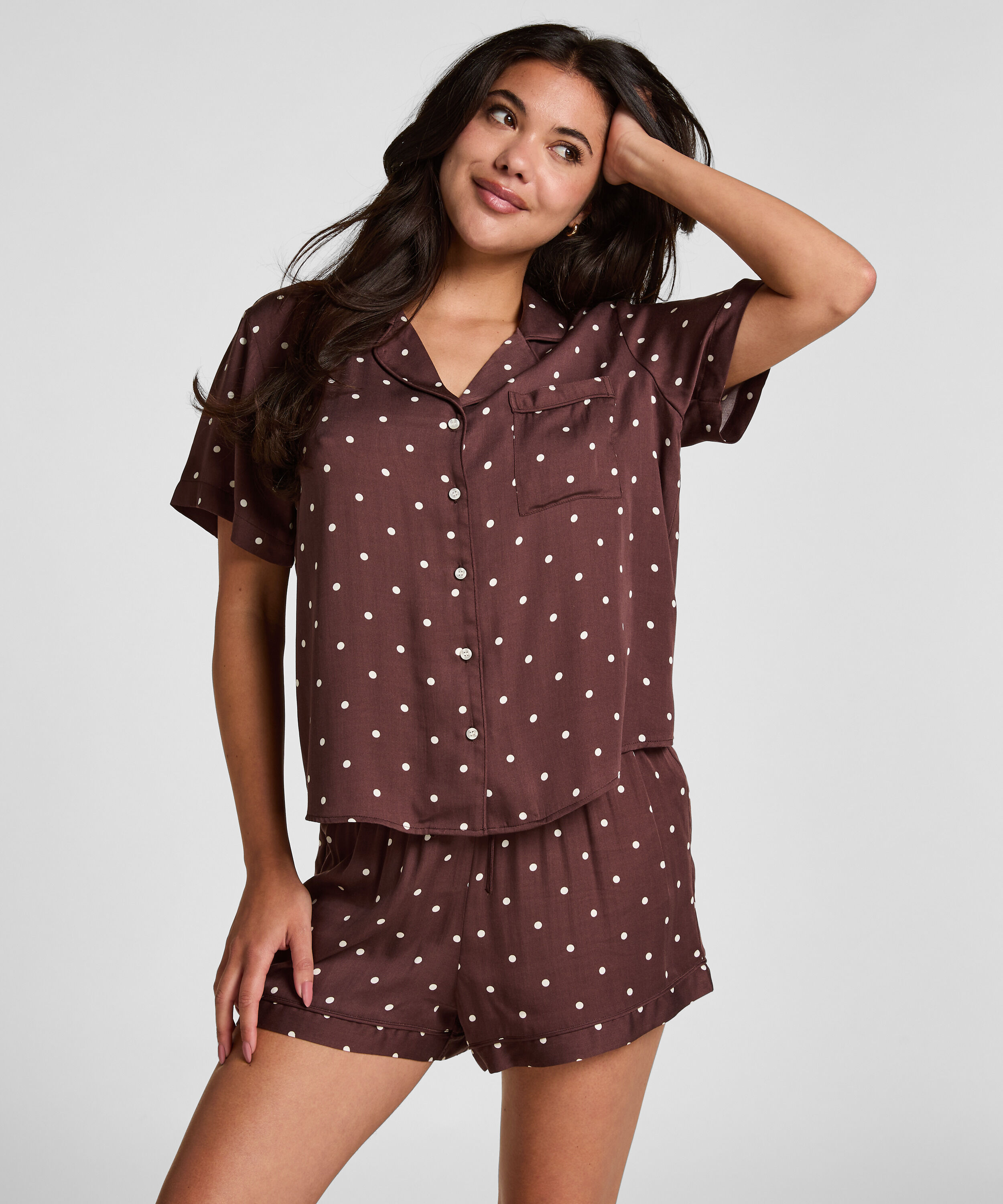 Short de pyjama Satin, Marron Short de pyjama Satin, Marron
