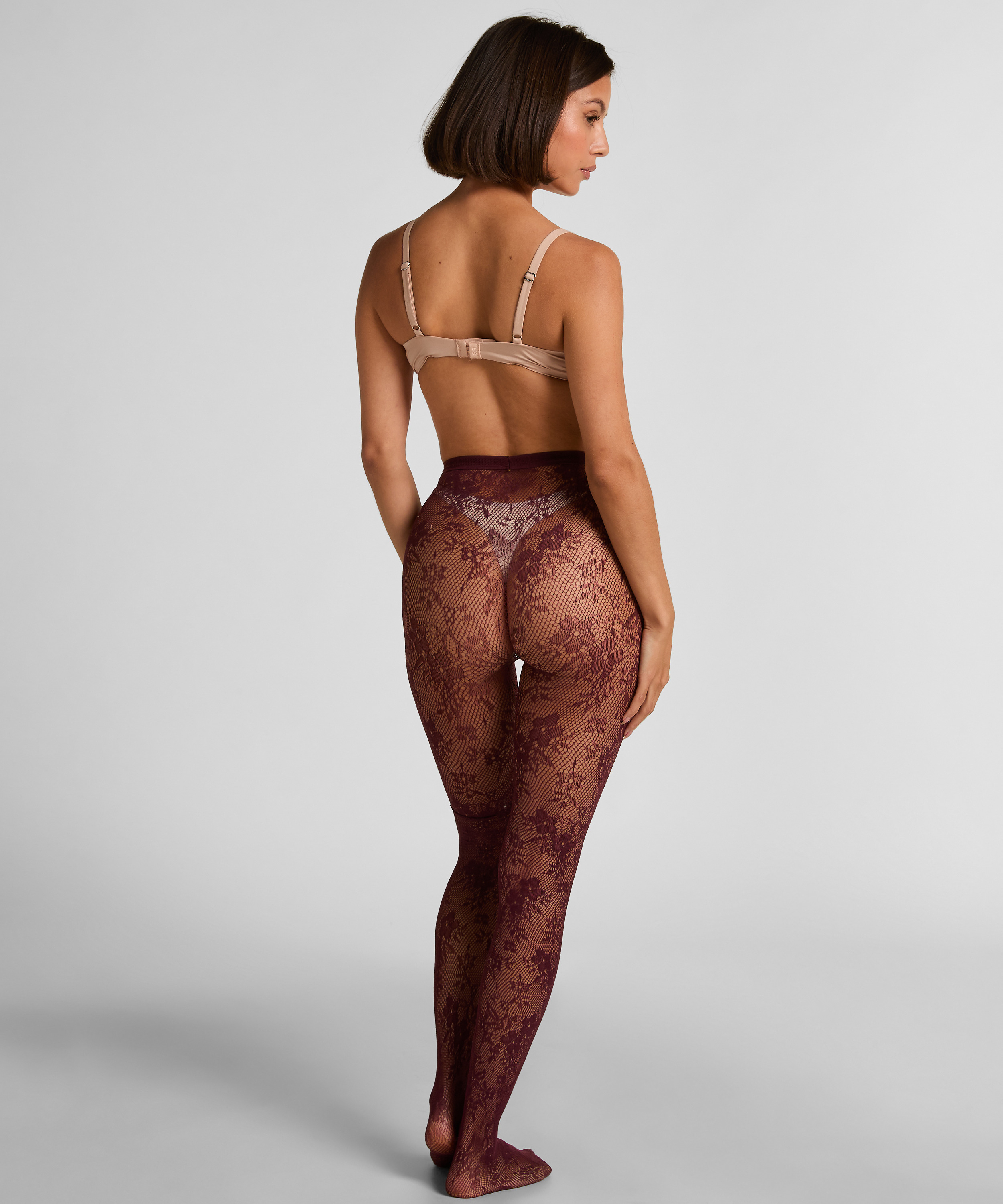 Collants Allover Lace, Rouge, main