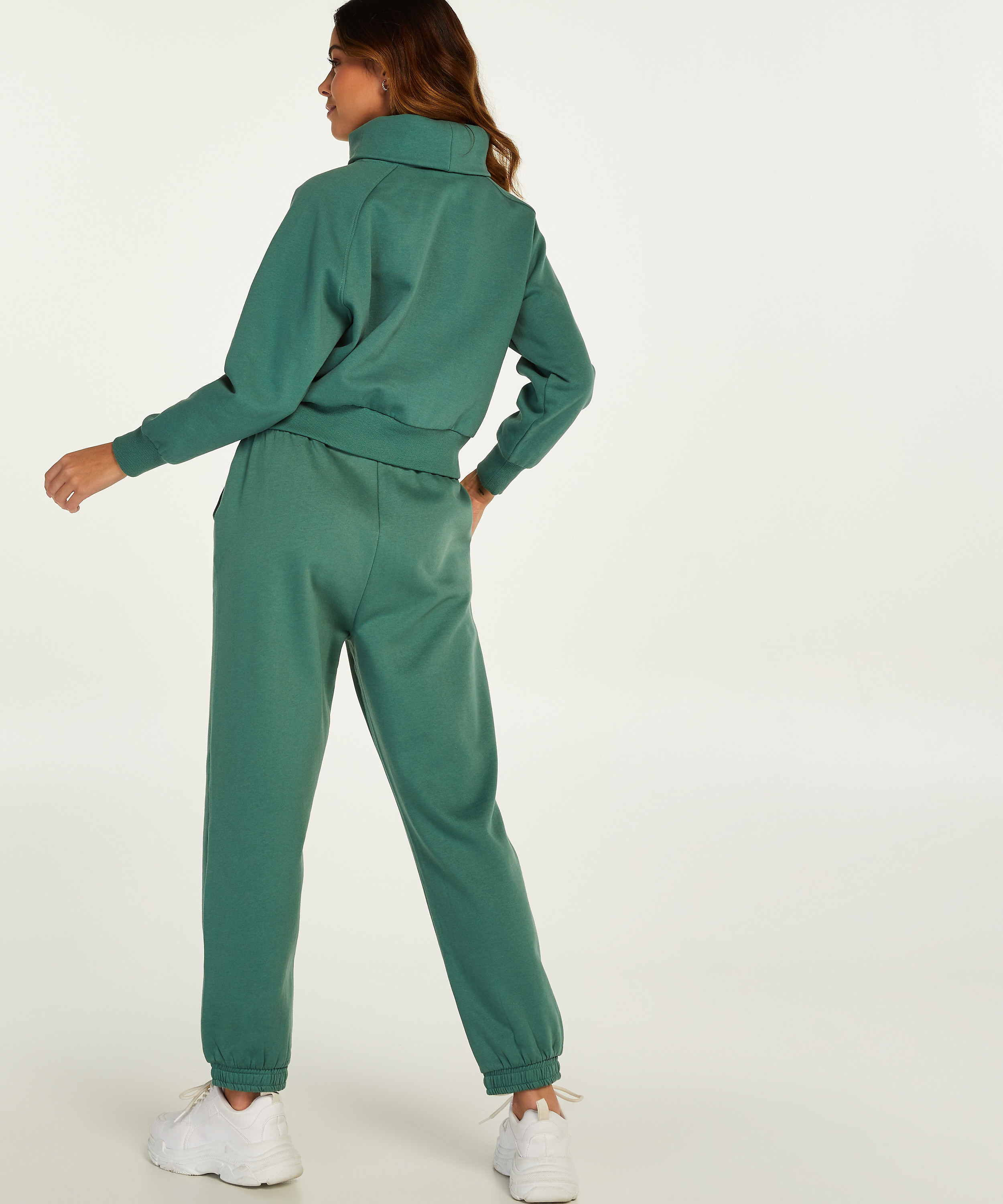 Pull col cheminée, Vert, main