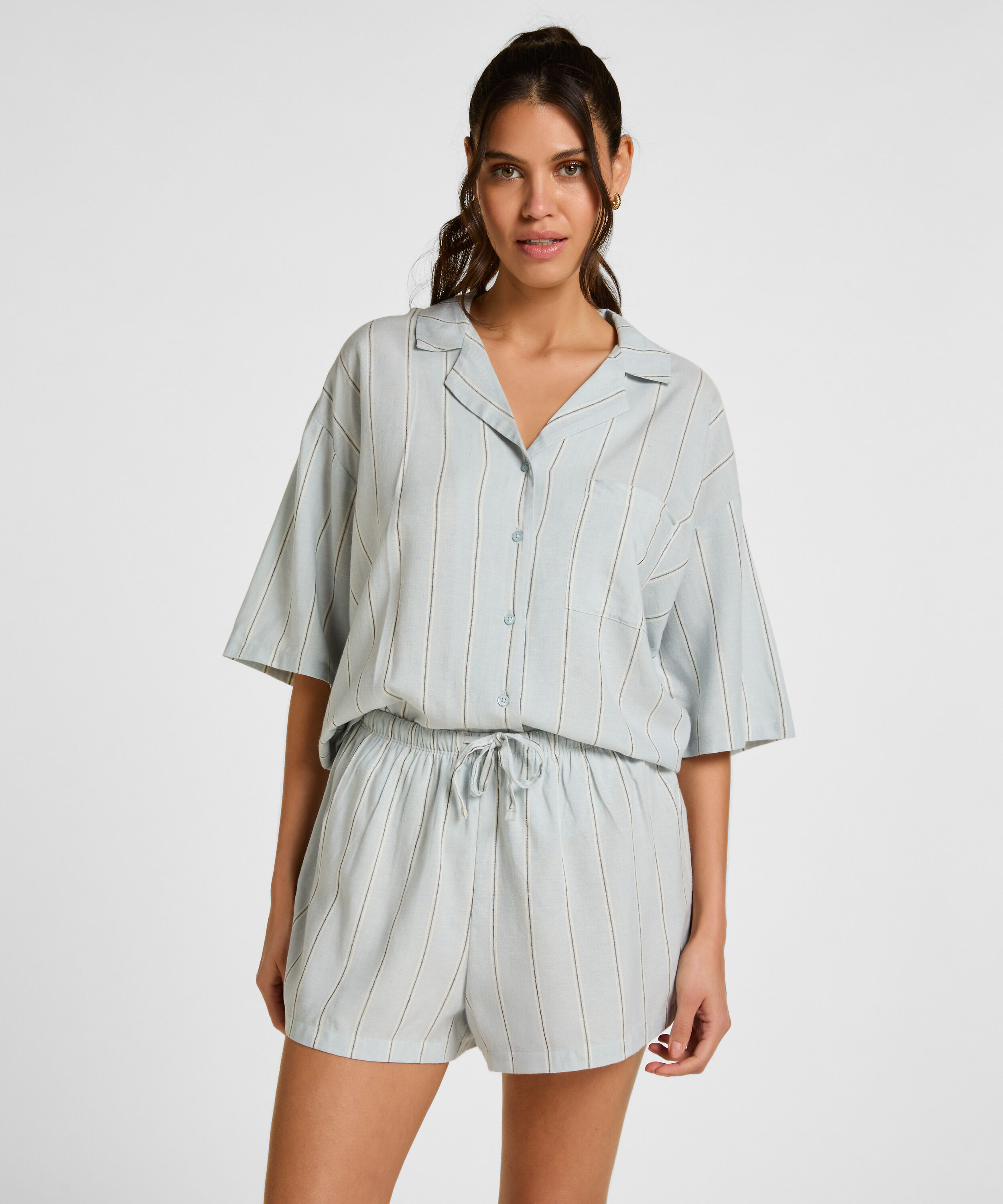 Short en Lin, Bleu