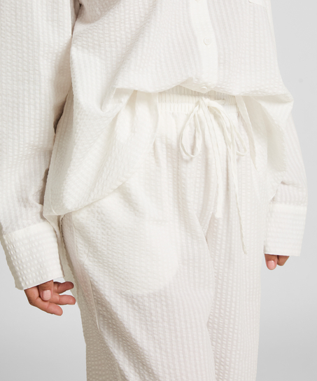 Pantalon de pyjama Coton Seersucker, Blanc