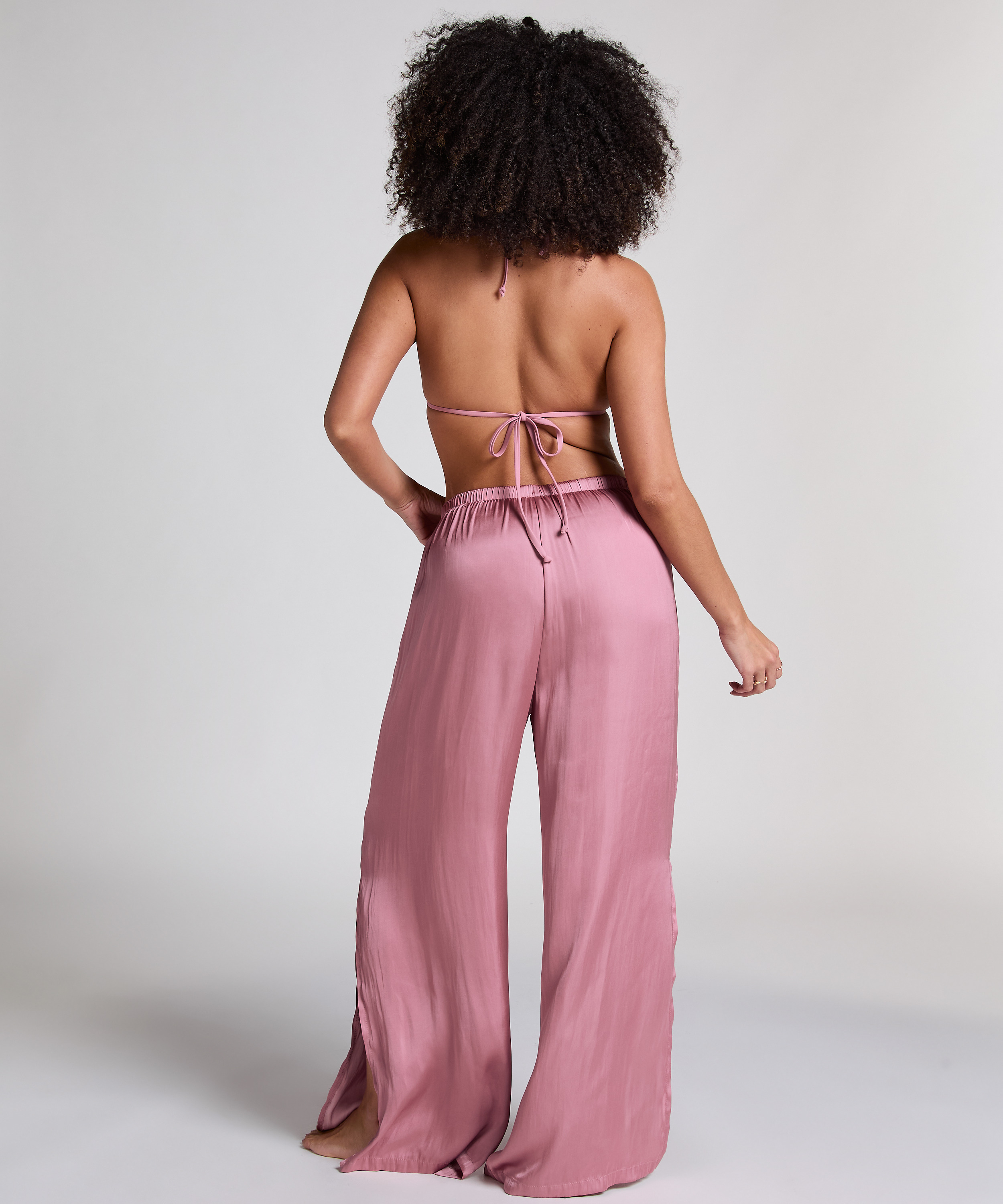 Pantalon de plage en satin, Rose, main