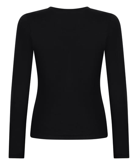 Haut à manches longues en coton doux, Noir