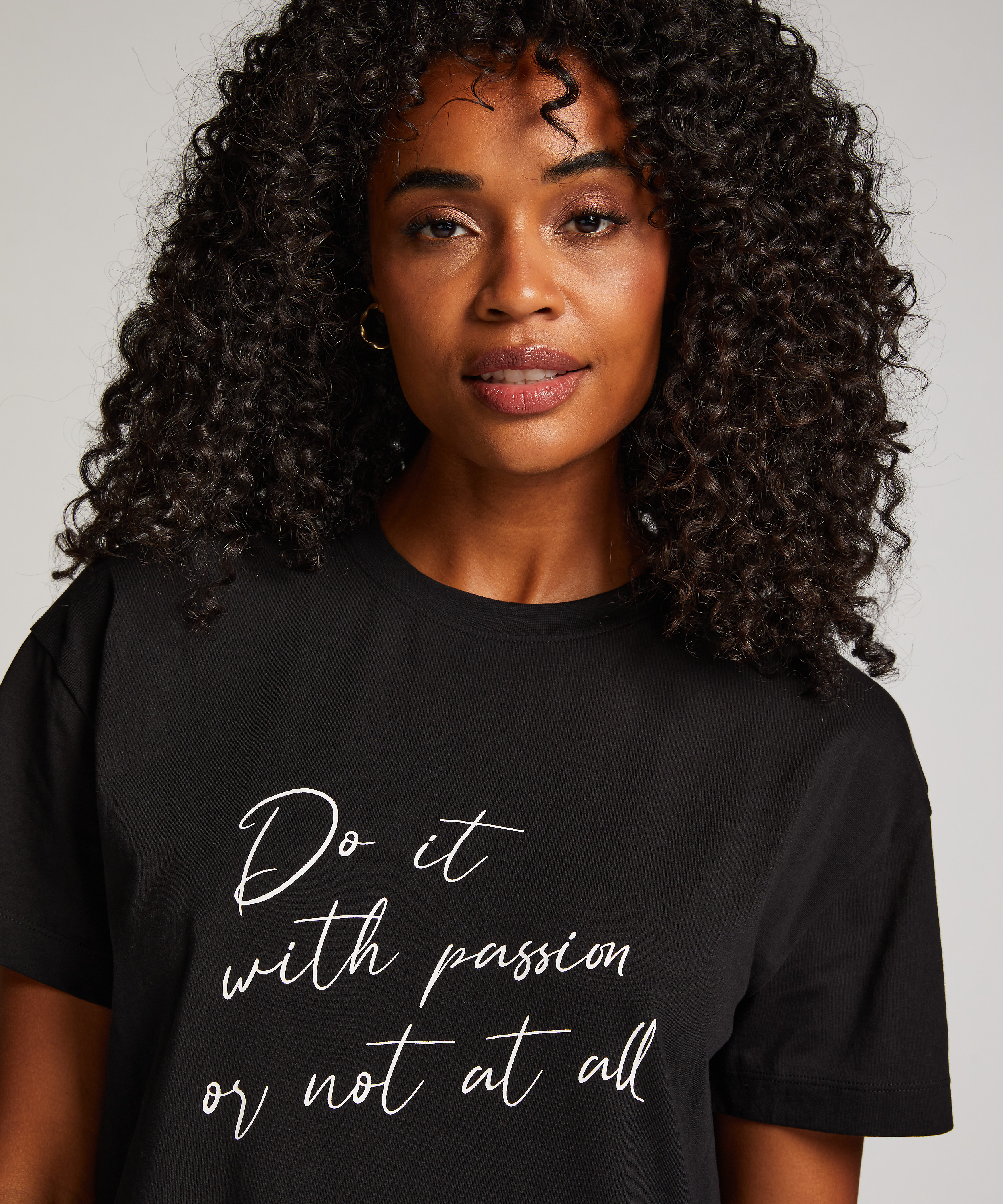 Chemise de nuit à encolure arrondie, Noir, main