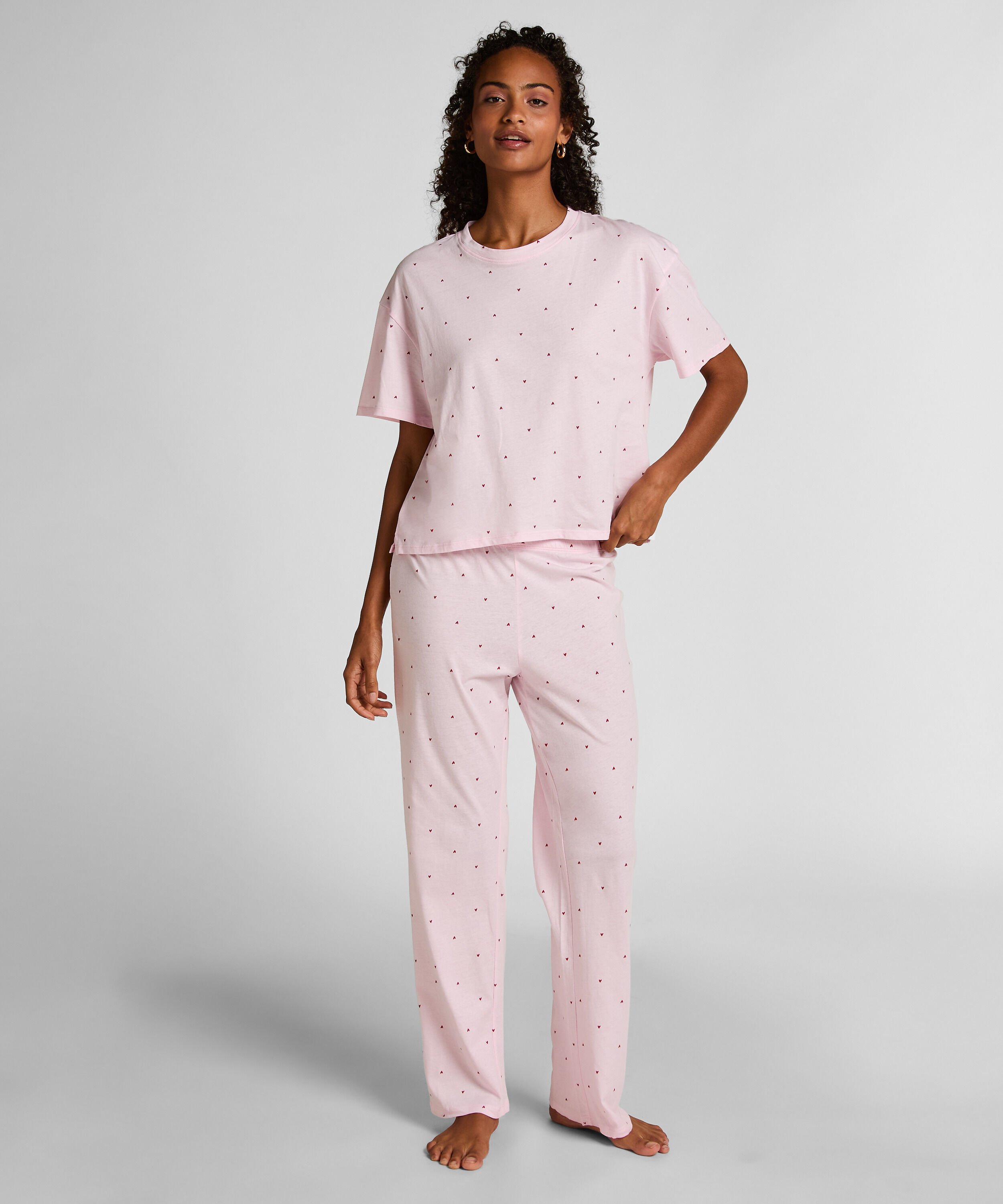 Pyjama en coton imprimé, Rose
