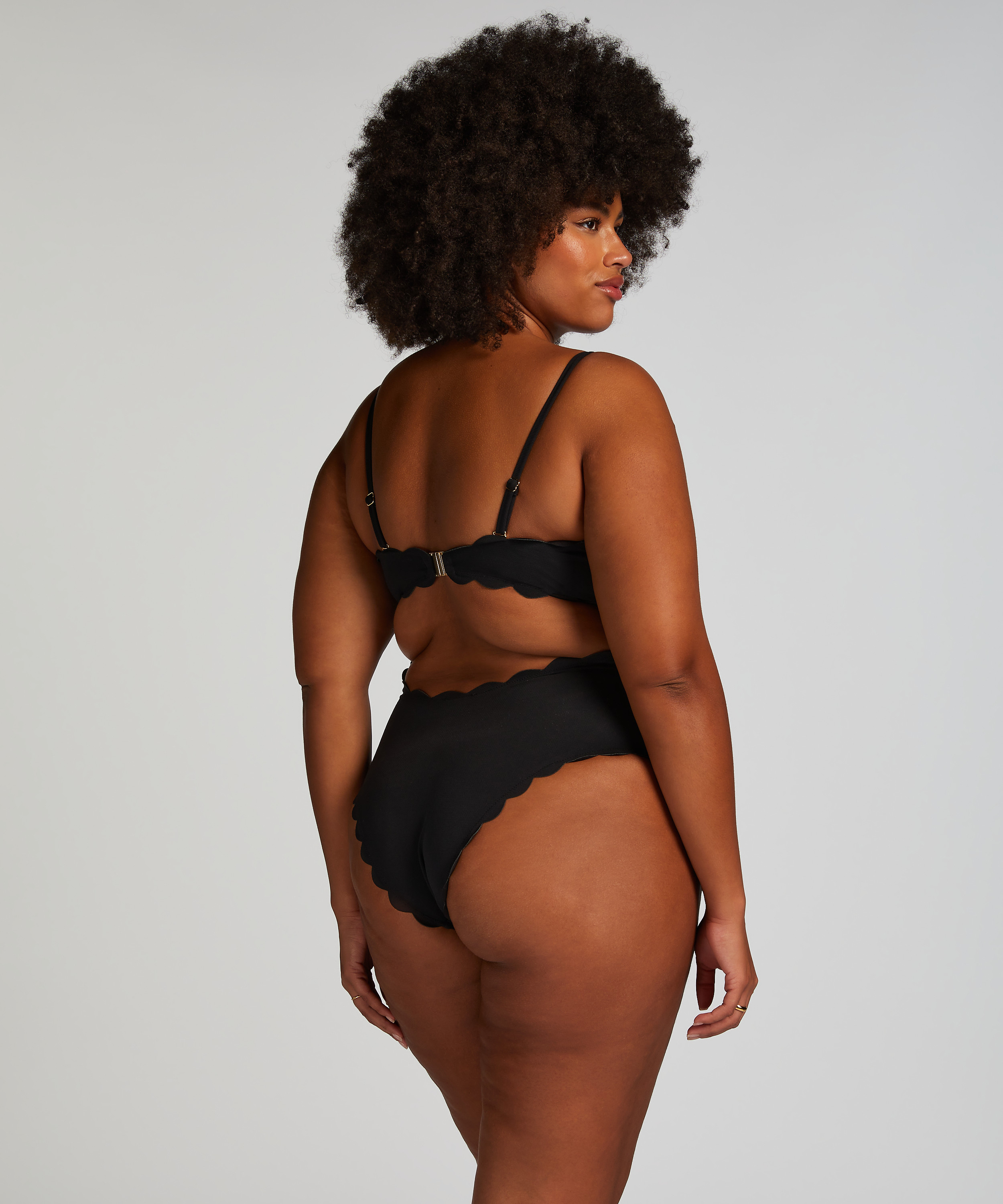 Maillot de bain Bandeau Scallop, Noir, main