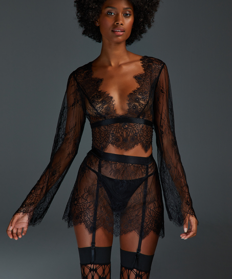 Top Allover Lace, Noir