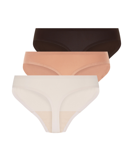 Lot de 3 strings invisibles, marron