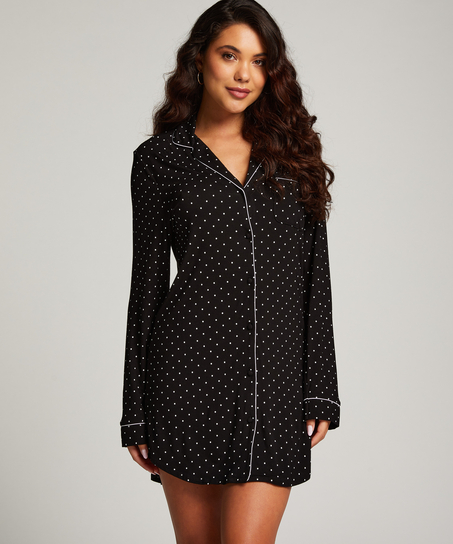 Robe-chemise à manches longues en jersey Essential, Noir