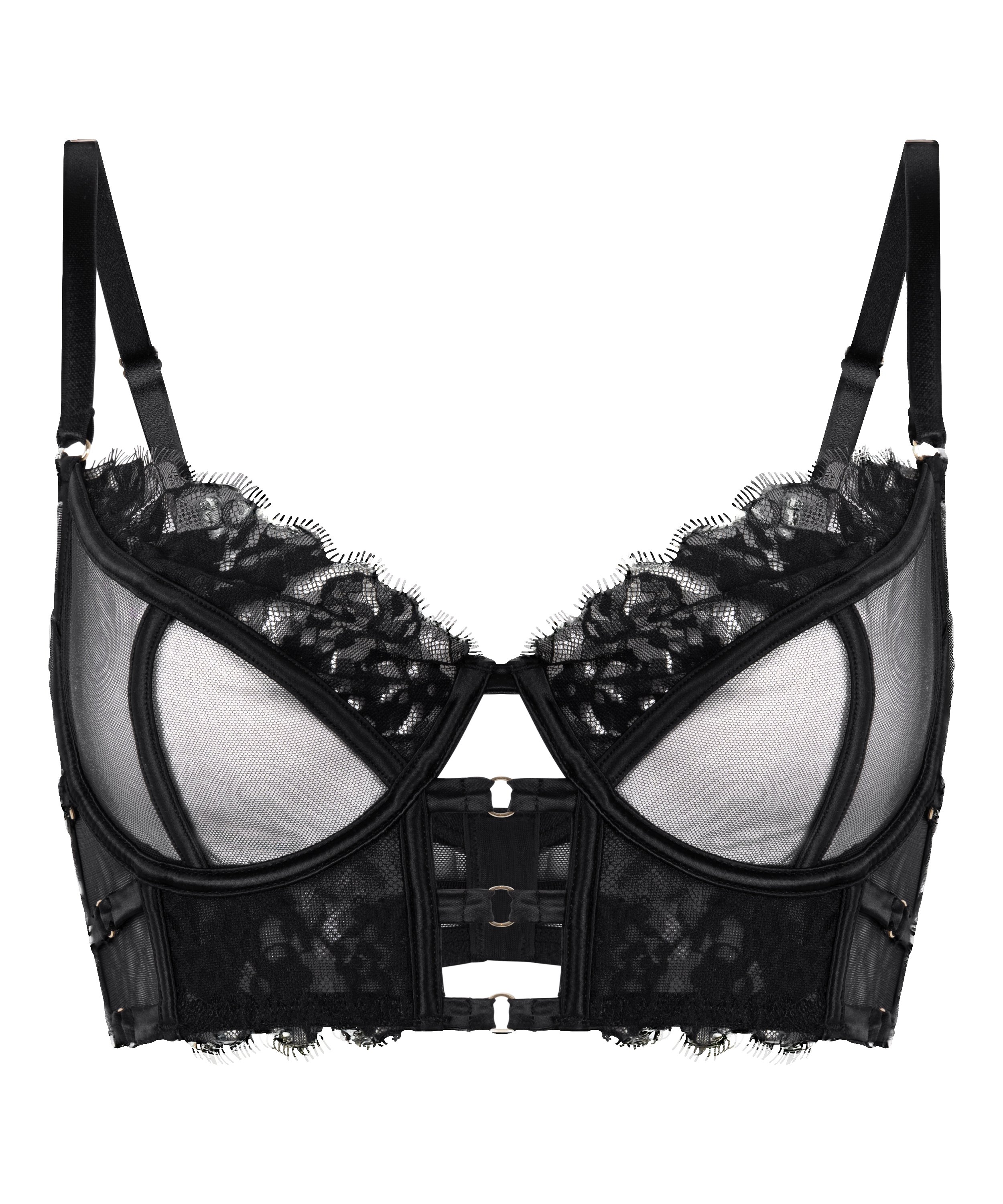 Soutien-gorge à armatures non-rembourré longline Nienke, Noir, main