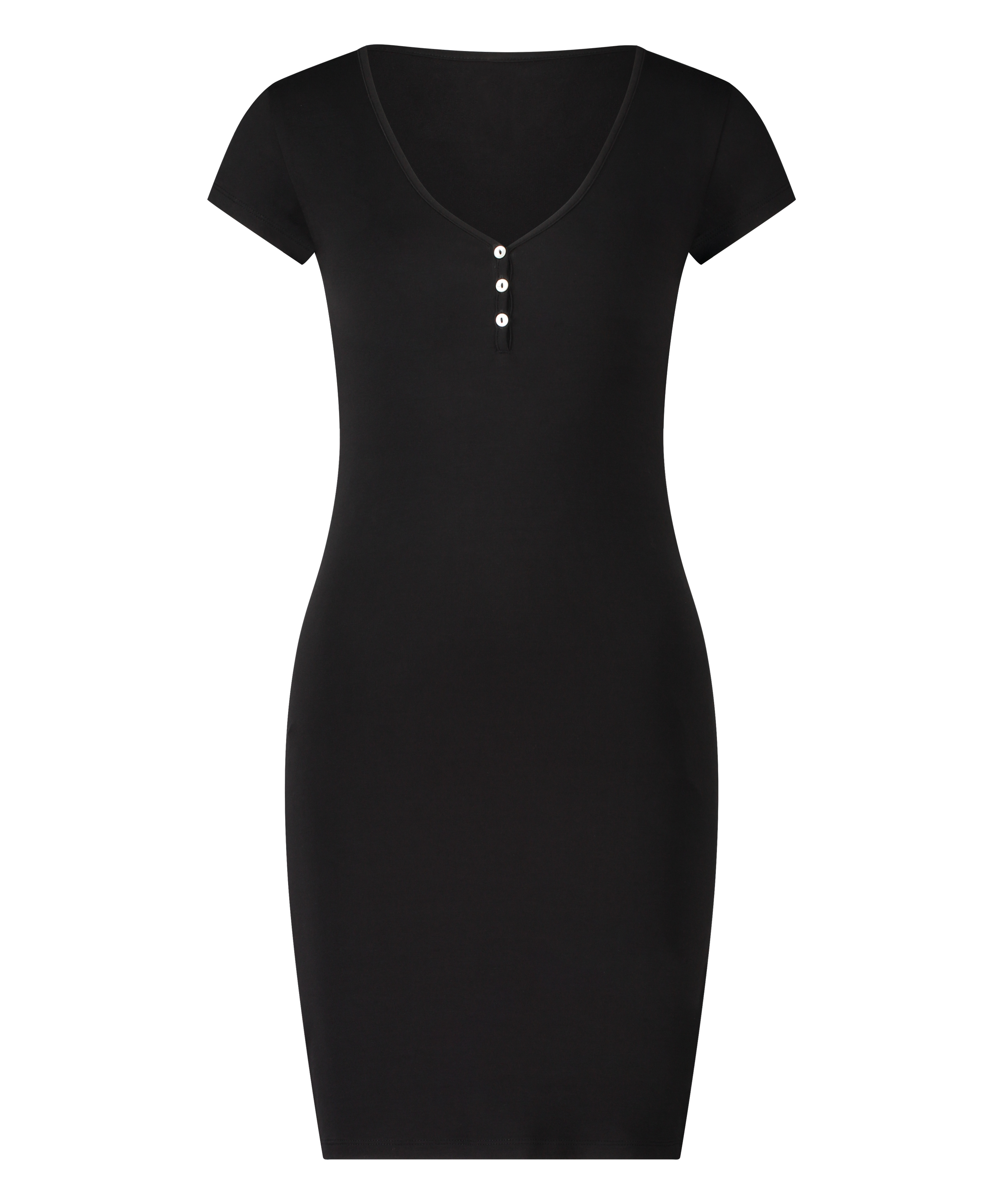 Chemise de nuit Henley, Noir, main