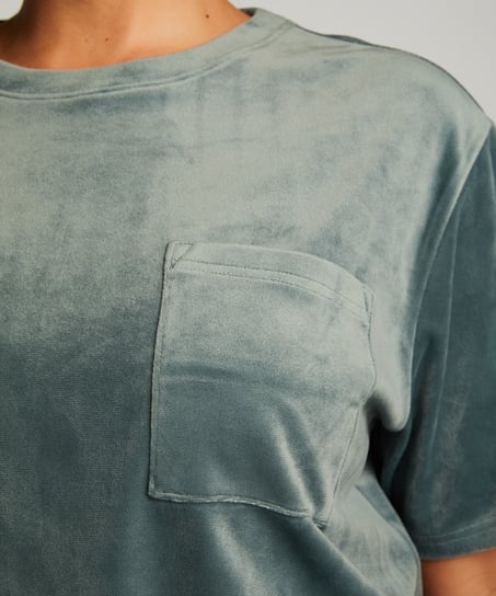 Top Velours Pocket, Vert