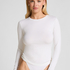 Haut à manches longues en coton doux, Blanc