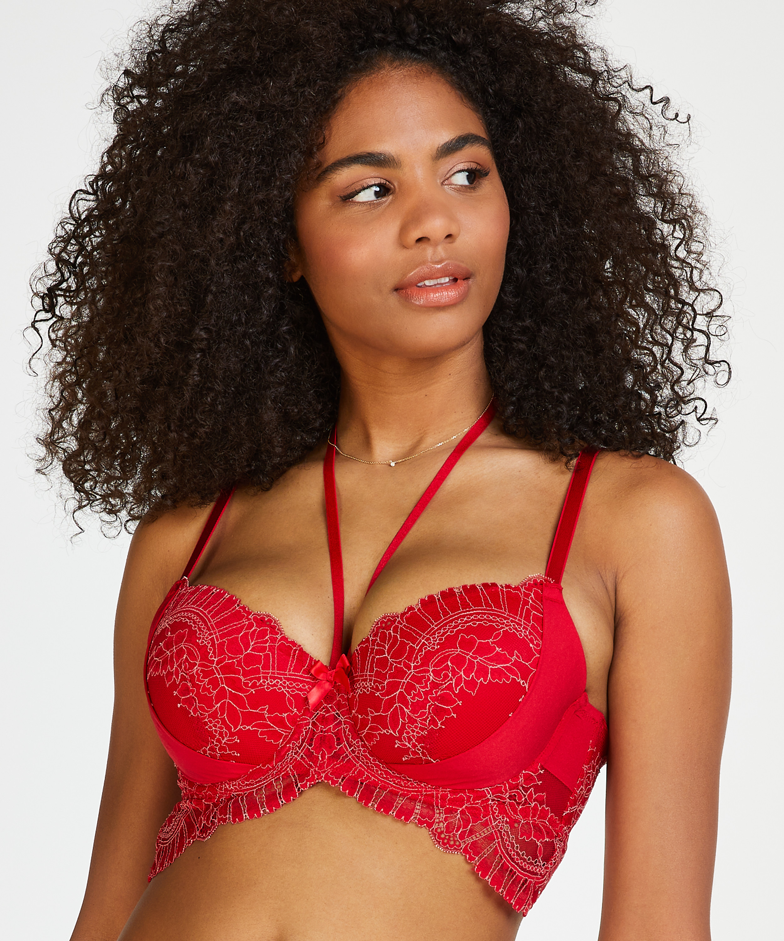 Soutien-gorge long rembourré à armatures Coco, Rouge, main