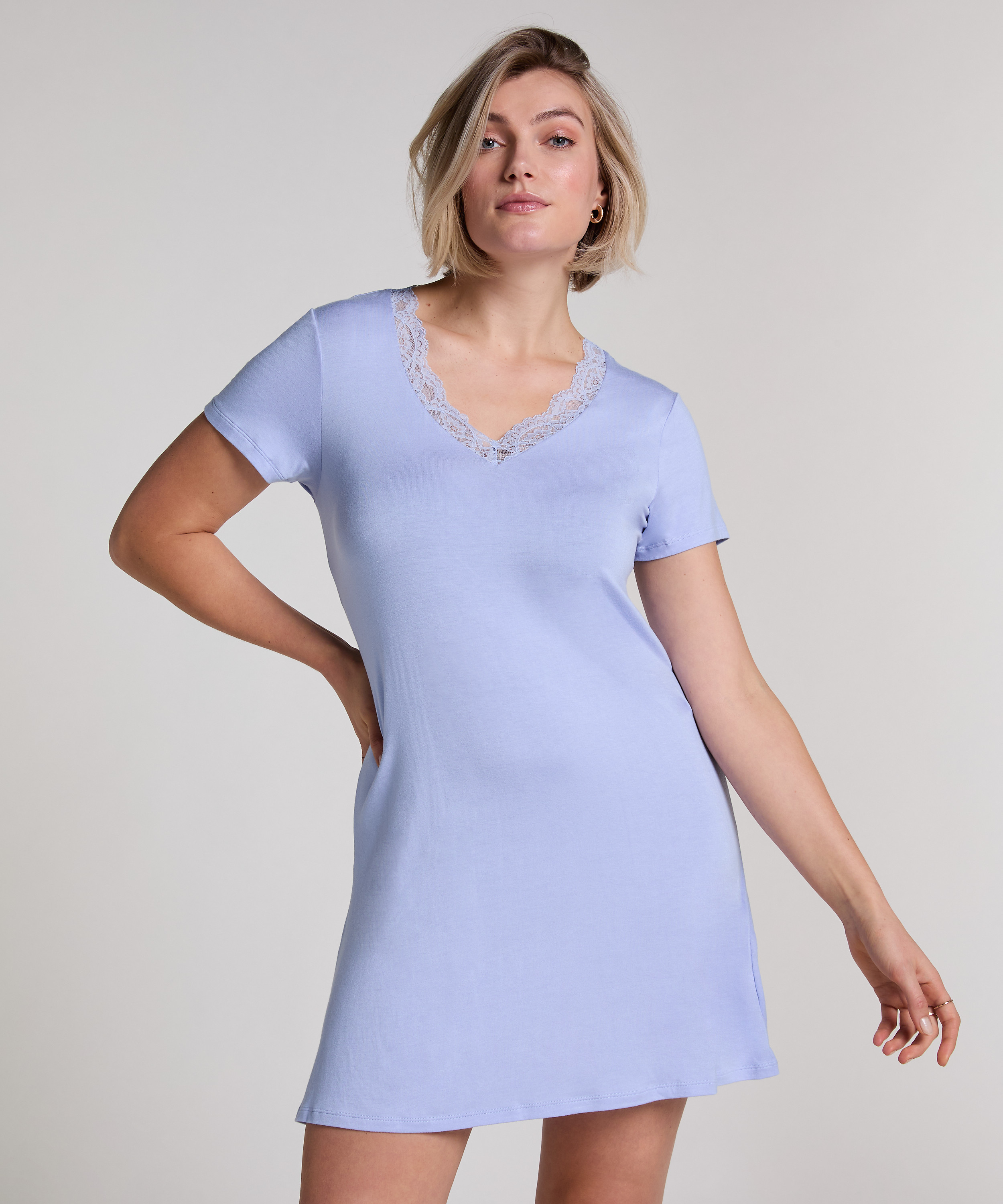 Chemise de nuit en jersey, Bleu, main
