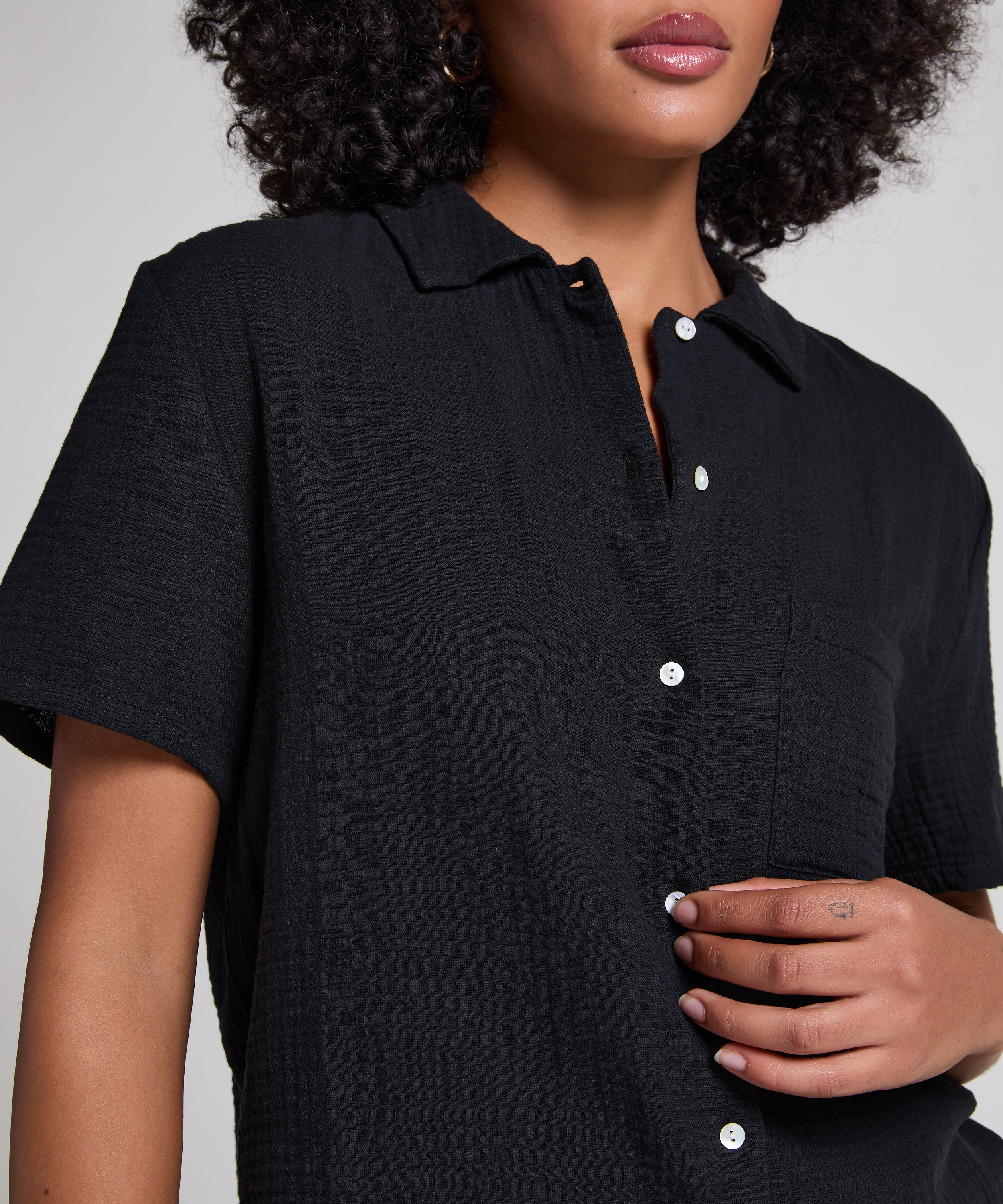 Veste en mousseline, Noir, main