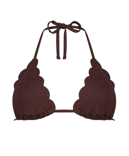 Haut de bikini triangle Scallop Lurex, Marron